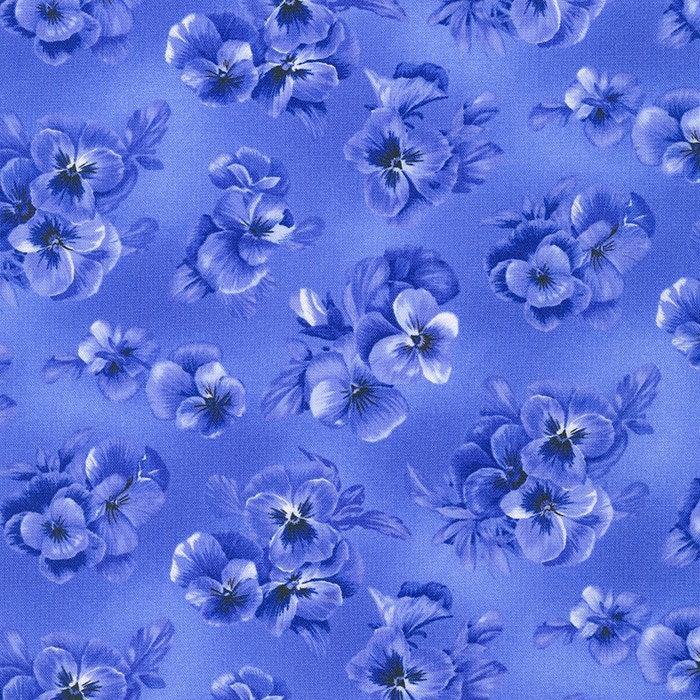 Flowerhouse Collection Brightly So by Debbie Beaves for Robert Kaufman FLH-21174-4 Blue sold by the 1/2 yd.