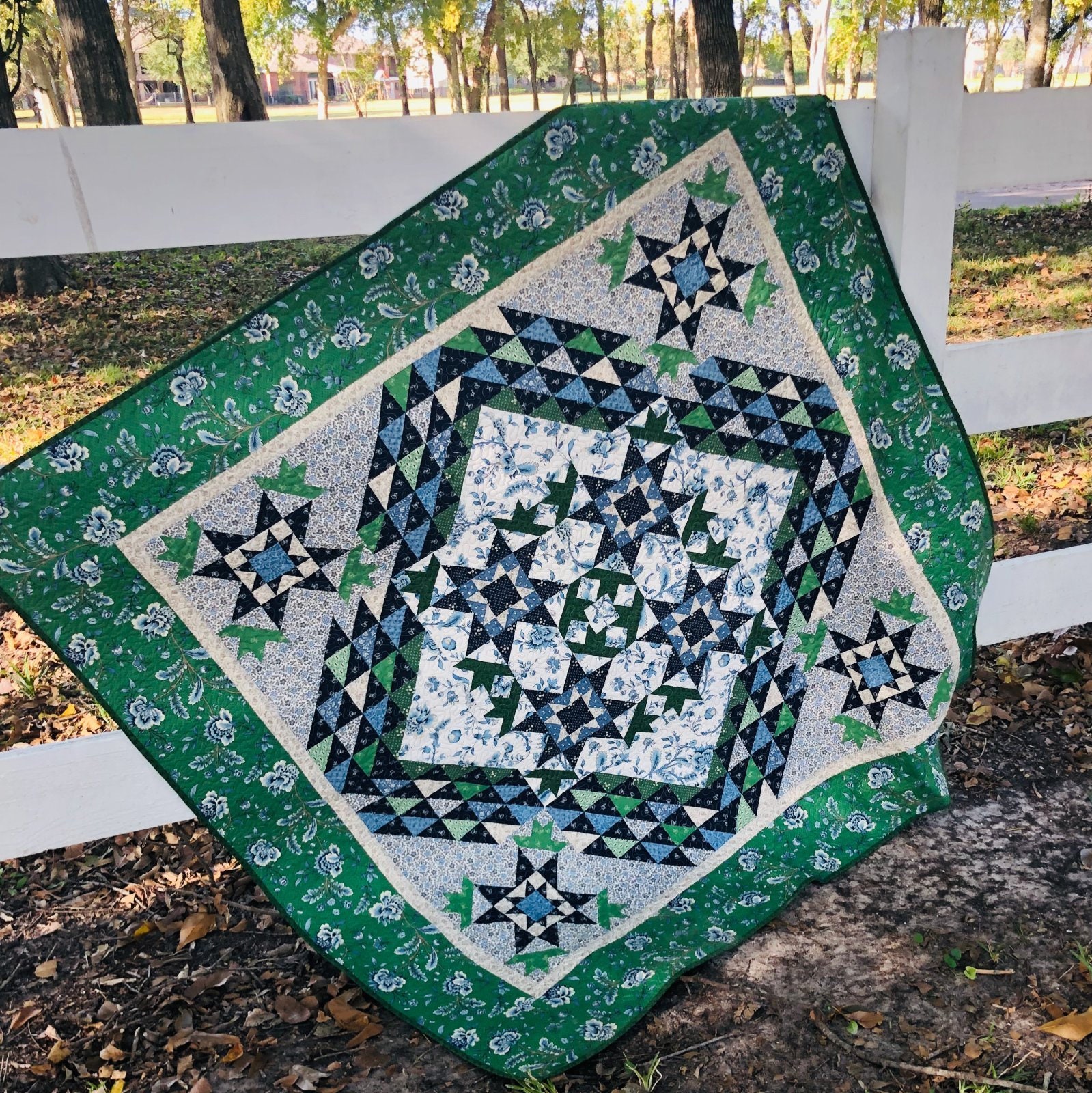 Blue Dahlia Historically Inspired Quilt Kit by Paula Barnes for Marcus Fabrics 54"X54"