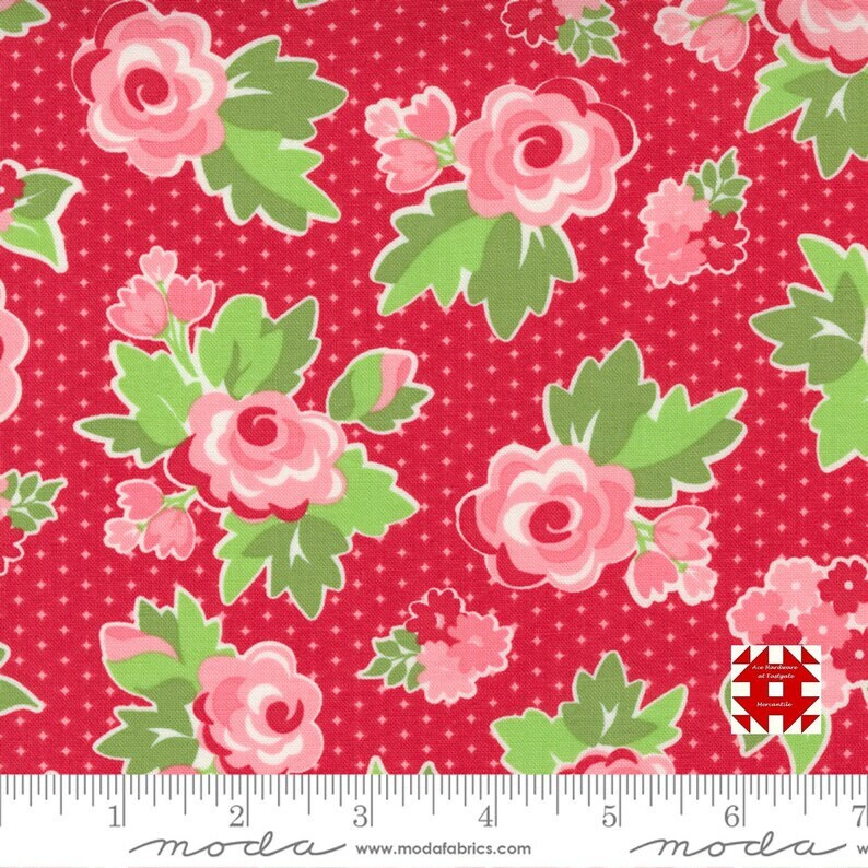 Love Lily by April Rosenthal for Moda Fabrics 24110-12 Red one yard 15" remnant