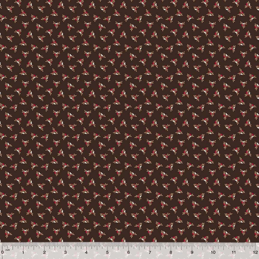 Rory by Whistler Studios for Windham Fabrics 53715-1 Regal Ditsies Cocoa sold by the 1/2 yd.