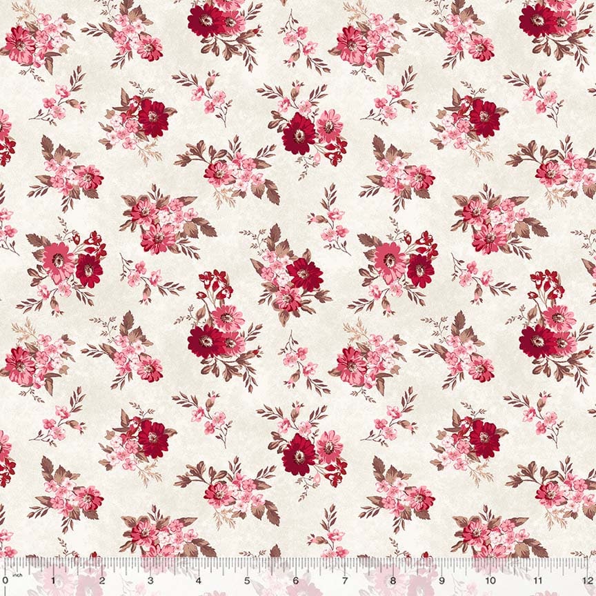 Rory by Whistler Studios for Windham Fabrics 53713-3 Rich Bouquets Ivory sold by the 1/2 yd.