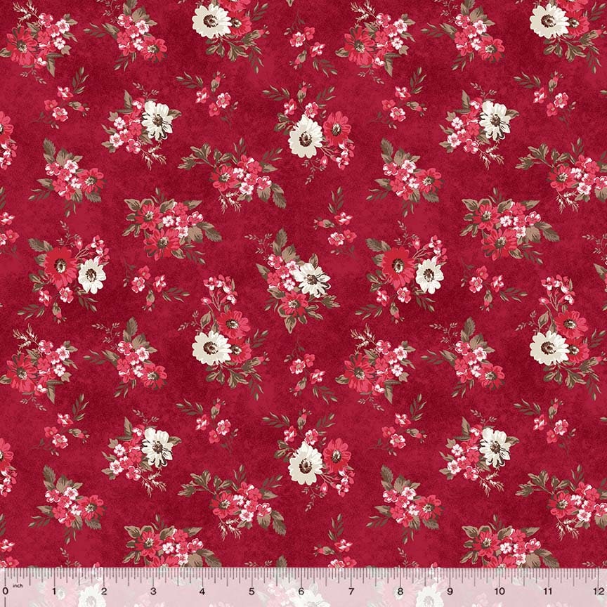 Rory by Whistler Studios for Windham Fabrics 53713-4 Rich Bouquets Red sold by the 1/2 yd.