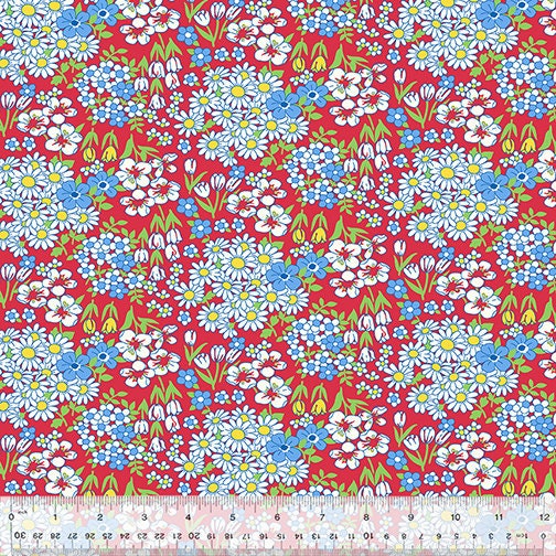 Wild Flour by Whistler Studios for Windham 53494-1 Red sold by the 1/2 yd.
