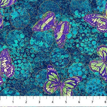 Shimmer Paradise Butteflies by Deborah Edwards for Northcott 25243M-46 sold by the 1/2 yd.