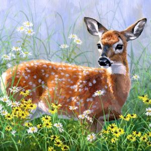 Spring Deer Panel By Abraham Hunter for David Textiles 36"X44"