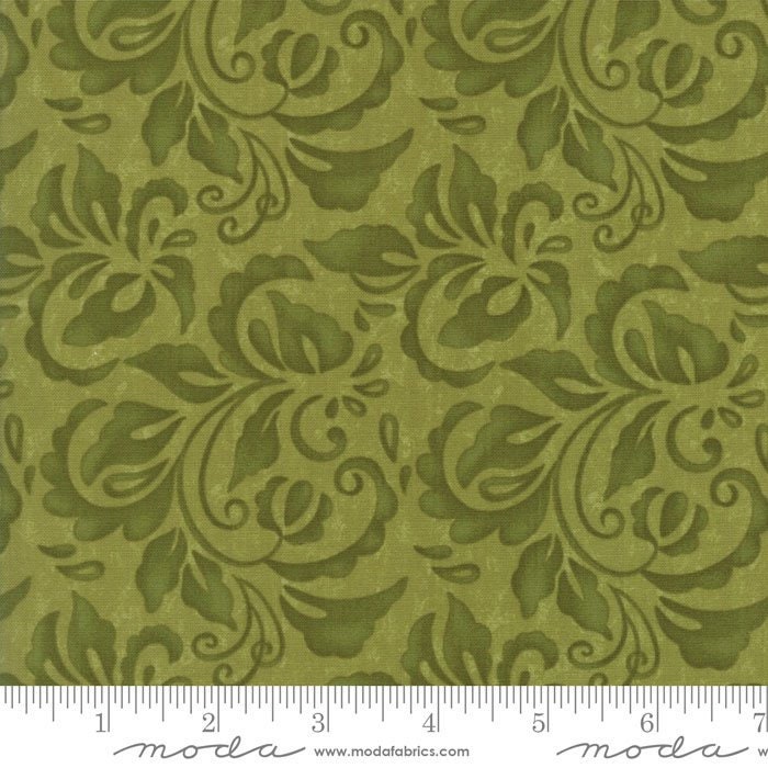 Plush Damask by Sandy Gervais for Moda Fabrics 17892-14 Moss sold by the 1/2 yd.