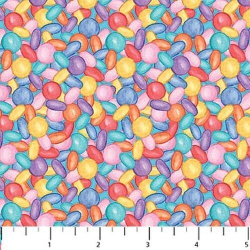 Sweet Things Jelly Beans by Jackie Von Tobel for Northcott 20483-60 Turquoise  sold by the 1/2 yd.