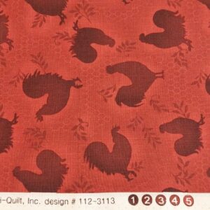 Rooster Inn by Sally Keszler for Fabri-Quilt 112-3113 Red sold by the 1/2 yd.
