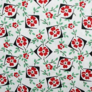 Walk In The Park Box Flowers by Maywood Studios MAS8804-Red/White Background sold by the 1/2 yd.