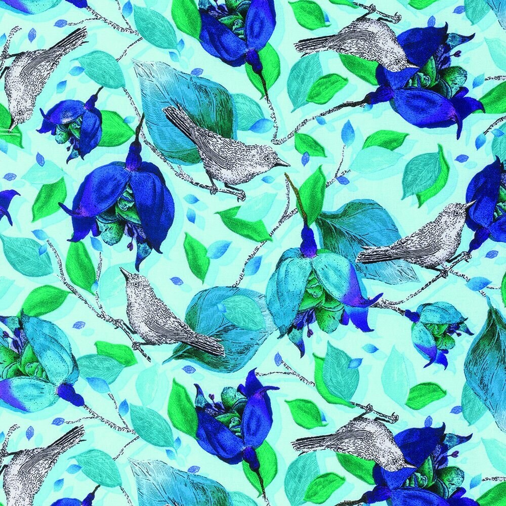 Baroque Garden by Free Spirit PWKM016 Ornamental Azure sold by the 1/2 yd.