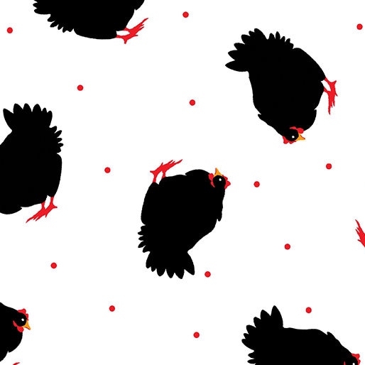 Henrietta Hen by Maria Kalinowski for Kanvas 8594-09 White sold by the 1/2 yd.