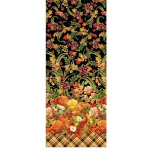 Harvest Festival Panel by Greta Lynn for Benartex 14042M-99 Field Multi Black