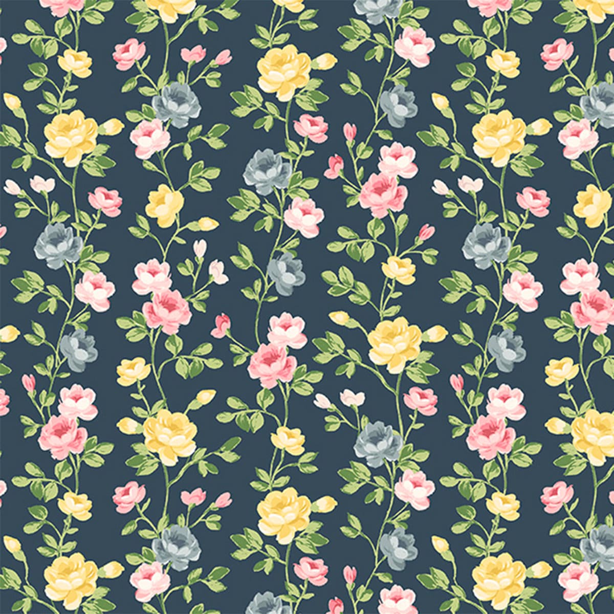 Laurel by Whistler Studios for Windham Fabrics 53834-7 Black sold by the 1/2 yd.