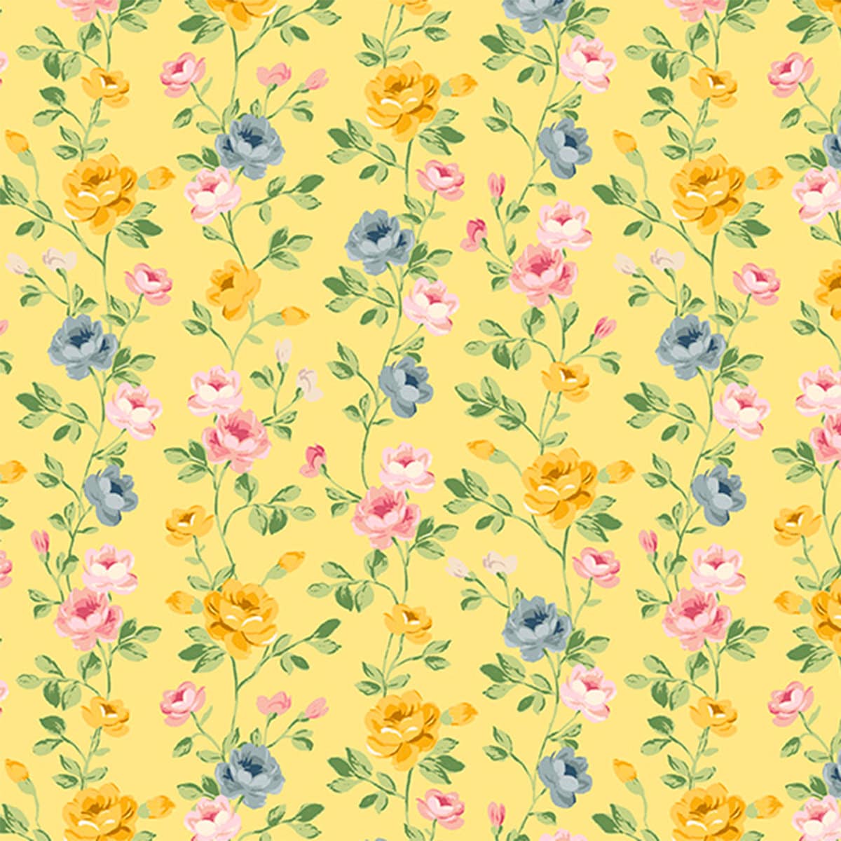 Laurel by Whistler Studios for Windham Fabrics 53834-6 Yellow sold by the 1/2 yd.