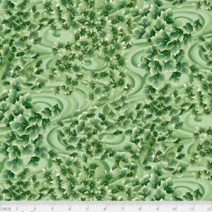 Tsuru by P&B Textiles 5260-G  Swirling Leaves Green sold by the 1/2 yd.