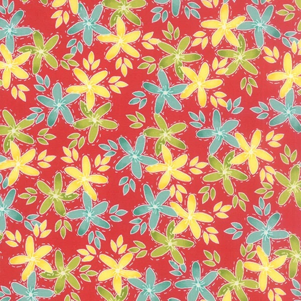 Hometown Girl Stitched Garden by Pat Sloan for Moda Fabrics 43060-17 Cherry sold by the 1/2 yd.