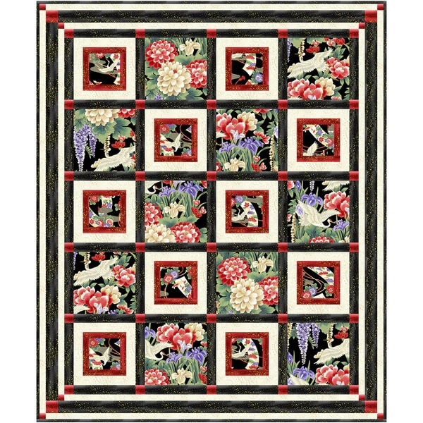 Tsuru Bento Box Ouilt Kit by Cyndi Hersey for P& B Textiles 56"X68"