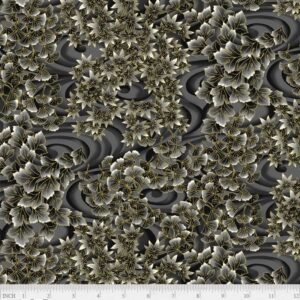 Tsuru by P&B Textiles 5260-K Swirling Leaves Black sold by the 1/2 yd.