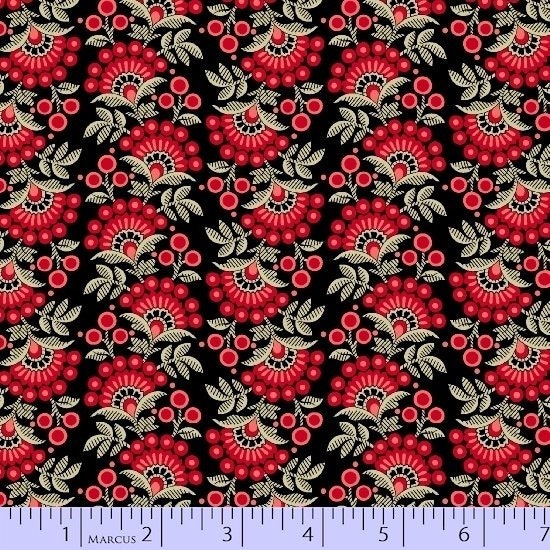 London Creek by Paula Barnes for Marcus Fabrics 8345-157 Red Sold by the 1/2 yd.