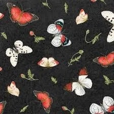 Poppy Perfection by Jane's Garden for Henry Glass Fabrics 1196-16 Black sold by the 1/2 yd.