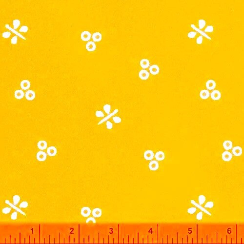 Postage Stamp by Mary Koval for Windham 41677-6 yellow sold by 1/2 yd