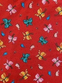 Bright Butterflies and Lady bugs on Red by Mary Engelbreit 14" remnant