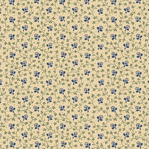 Vintage Charm Nosegay by Julie Rothermel for Marcus Fabrics R330518-Blue sold by the 1/2 yd.