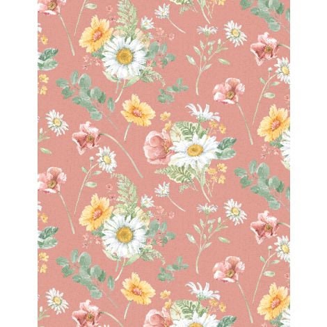Daisy Days by Beth Grove for Wilmington Prints 83311-331 Lg. Floral Pink sold by the 1/2 yd.