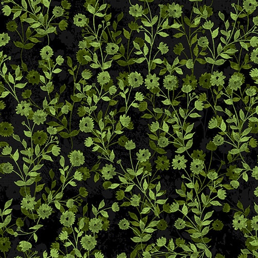 Floral Silhouette (Daisy Delight Collection) by Kanvas 12460-44 Dk. Green sold by the 1/2 yd.