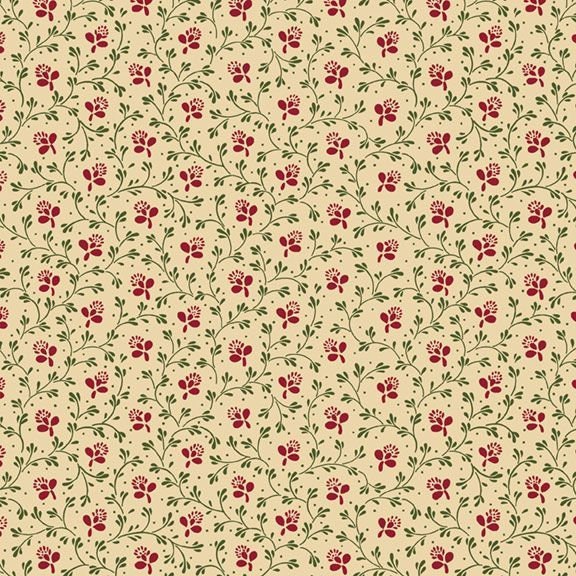 Vintage Charm Nosegay by Julie Rothermel for Marcus Fabrics R330518 Red sold by the 1/2 yd.