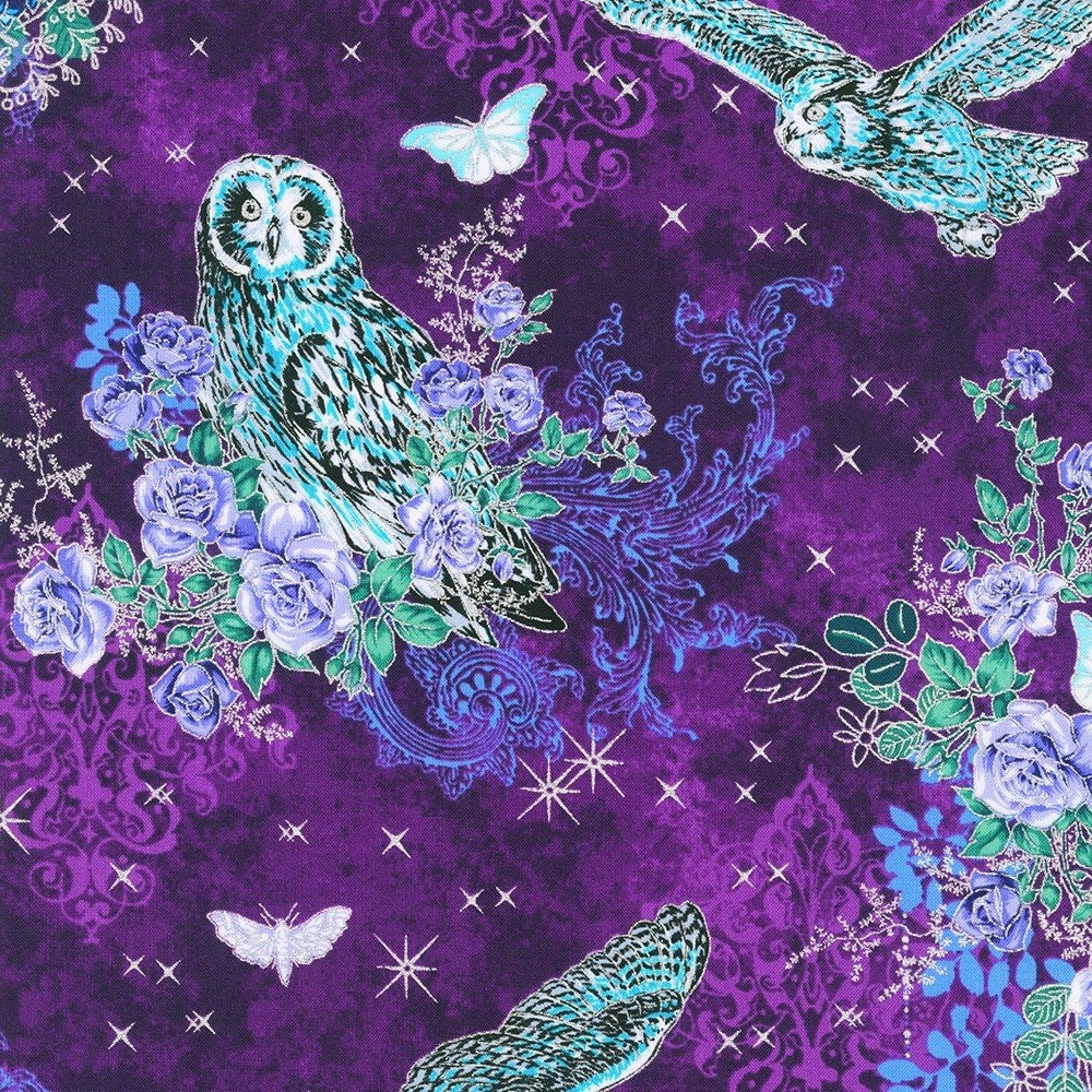 Mystic Moon by Robert Kaufman 21634-460 Midnight Purple sold by the 1/2 yd.