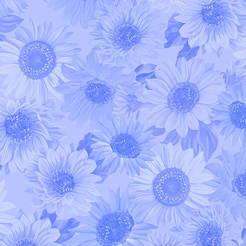 Sunflower Sunrise by Kanvas Studio 09935-05 Tonal Blue sold by the 1/2 yd.