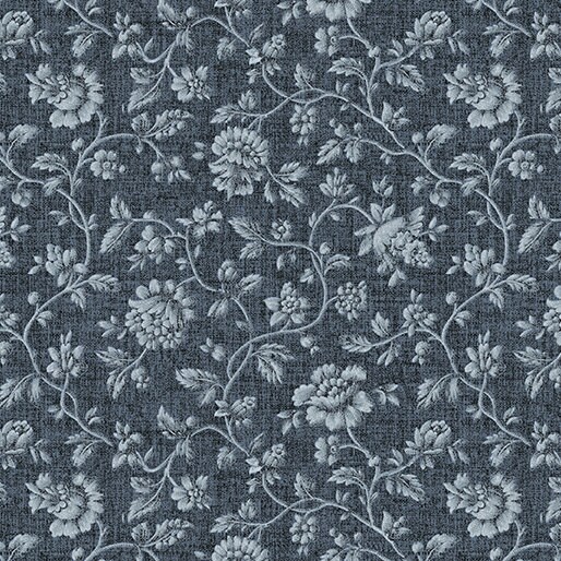 Floral Damask Wedgewood French Cottage Collection by Jan Shore for Benartex 13139-56 Blue sold by the 1/2 yd.