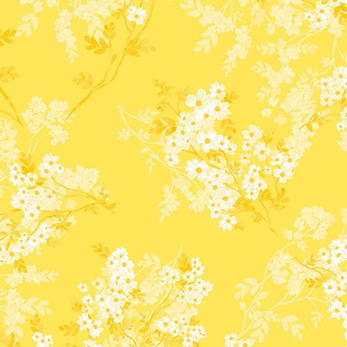 Wild Flower Romance (Daisy Delight Collection) by Kanvas Studio 12462-33 Yellow sold by the 1/2 yd.