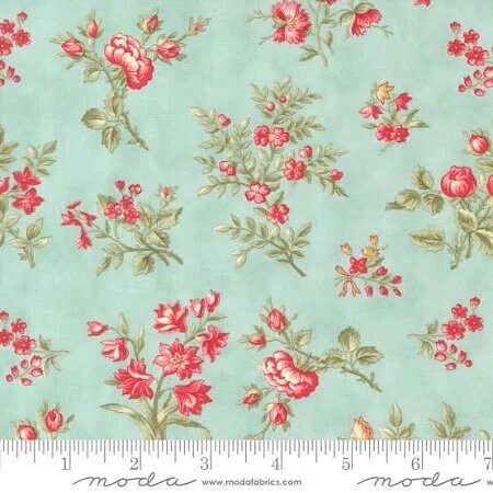 Etchings by 3 Sisters for Moda Fabrics 44331-12 Aqua sold by the 1/2 yd.