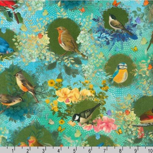 Enchanted Aviary by Durwaigh Studios for Robert Kaufman fabrics K22277-4 sold by the 1/2 yd.