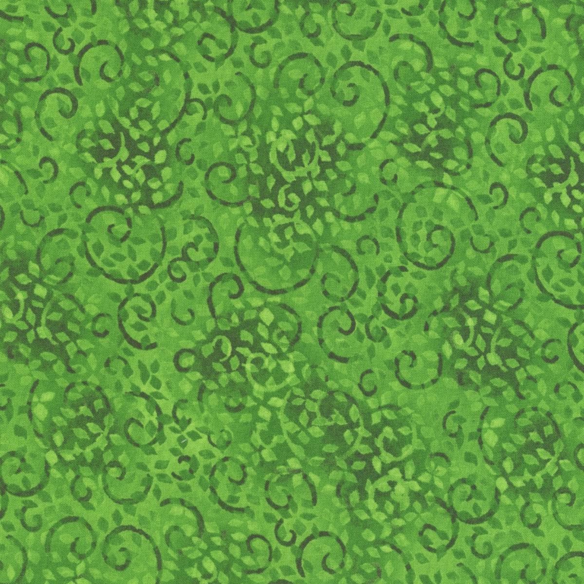 Essentials Leafy Scroll by Wilmington Prints 26035-774 Bright Green sold by the 1/2 yd.