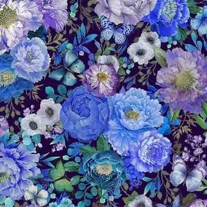 Fleur Butterfly Dreams by Timeless Treasures Cd2903 Black sold by the 1/2 yd.