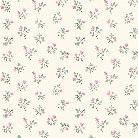 Flowery by Andover Fabrics A-845-L White sold by the 1/2 yd