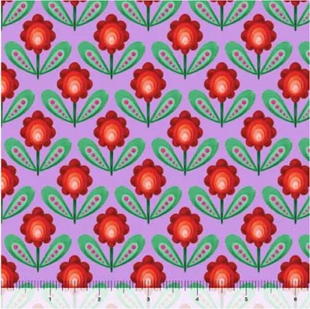 Make Today Beautiful Garden Rows Crocus Digital Print by Mary Tanana for Quilting Treasures 29191-L Purple sold by the 1/2 yd.