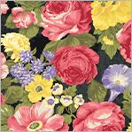 Jolene Garden Mix by Whistler Studios for Windham 53876-1 Black sold by the 1/2 yd.