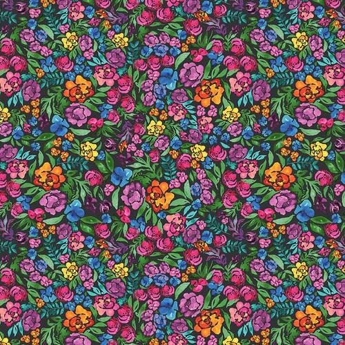 Gardenscape by Rathenart for Blank Quilting 2933-99 Black one yard 10" remnant