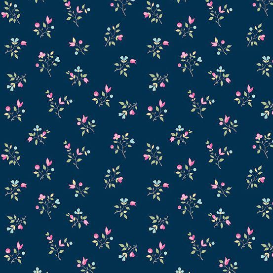 Flowery by Andover Fabrics A-845-Blue sold by the 1/2 yd.
