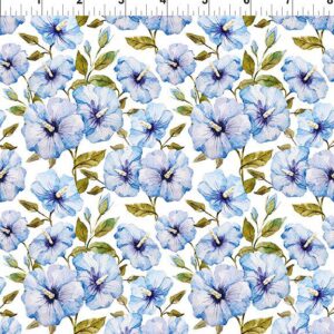 Periwinkle Spring by Jason Yenter for In The Beginning 6PS-1 White sold by the 1/2 yd.