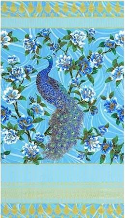 Peacock Garden Panel by Studio RK 20664-63 Sky 24"X43"