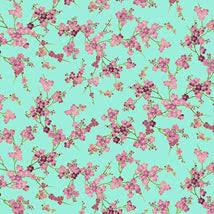 Shizuka by Chong-a Hwang for Timeless Treasures FLEUR CM3165 Aqua sold by the 1/2 yd.
