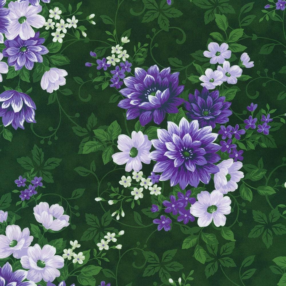 Georgina Flowerhouse Collection by Robert Kaufman FLHD 22127-224 Evergreen one yard 30"  remnant