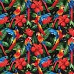 Tropical Paradise  Black Macaws by Whistler Studios for Windham Fabrics 53927-1 sold by the 1/2 yd.