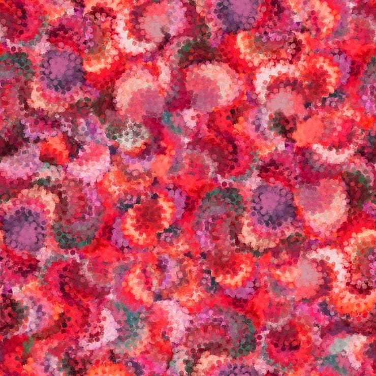 Serendipity Pointillist Swirls by Dan Morris for Q.T. Fabrics 30032-RP Strawberry sold by the 1/2 yd.