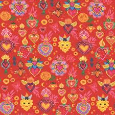 Hola Frida Dia De Los Muertos by Miriam Bos for Dear Stella Fabrics 2866 Mandarin sold by the 1/2 yd.